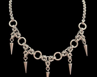 Evie Spike Chainmaille Necklace - Stainless Steel