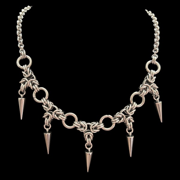 Evie Spike Chainmaille Necklace - Stainless Steel