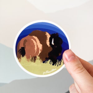 Bison, Bison sticker, circle sticker, laptop sticker, vinyl sticker, water bottle sticker, Yellowstone sticker, popular sticker, outdoors