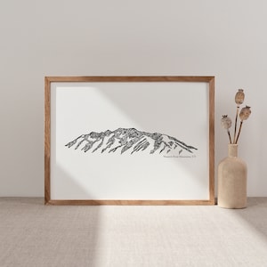 Wasatch front, Wasatch, Utah, art print, mountain art, mountain, simple, minimalist art, black and white art, line art, Utah art, mountains