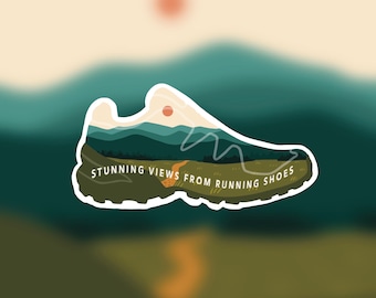 Running sticker, trail running, shoe sticker, mountain sticker, outdoor sticker, running shoes, trail running sticker, vinyl sticker, hiking