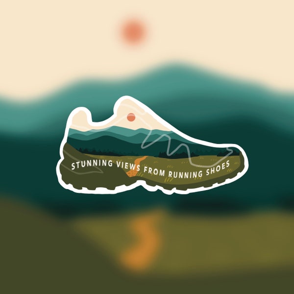 Running sticker, trail running, shoe sticker, mountain sticker, outdoor sticker, running shoes, trail running sticker, vinyl sticker, hiking