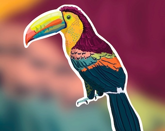 Toucan, toucan sticker, bird sticker, toucan art, laptop sticker, vinyl sticker, water bottle sticker, popular sticker, tropical bird