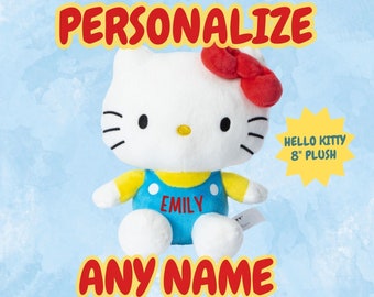 Peluche personnalisée Hello Kitty 20 cm, cadeau animal en peluche personnalisé, nom personnalisé en peluche, cadeau d'anniversaire Hello Kitty, cadeau Kawaii, Sanrio, cadeau fille