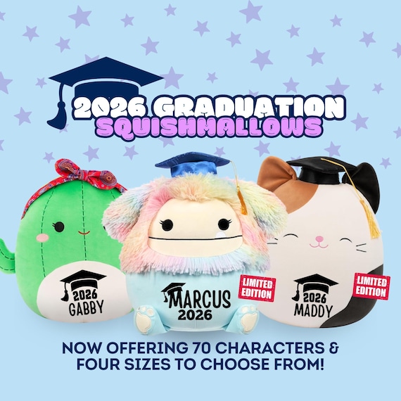 Personalized Graduation Squishmallows Class of 2026 - Plush Gift with Name & Year – Pre-K, High School or College Graduation Gift