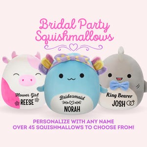 Personalized Bridal Party Squishmallows – Custom Wedding Favors for Bride, Groom, Bridesmaids, Maid of Honor, Flower Girl, Ring Bearer Gifts