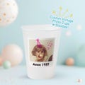 Custom Vintage Photo Party Cups with Message & Doodles for Birthdays, Graduations, Weddings, Bridal Showers and Milestone Celebrations