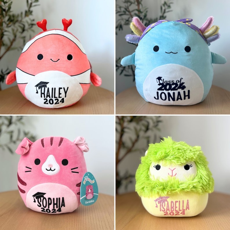 Squishmallows personnalisés pour la promotion 2024, peluche avec prénom personnalisé avec l'année, cadeau de remise des diplômes pour elle, pour lui, pour l'université, le lycée image 10