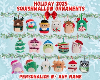 Personalized Squishmallows Ornament 2025 – Custom Name 4” Mini Plush | Holiday Gift, Stocking Stuffer, Christmas Gift, Party Favor