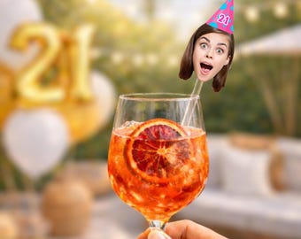 Custom Face Drink Stirrers – Personalized Photo Swizzle Stir Sticks perfect for Birthday Parties, Milestones, Graduation & Special Events