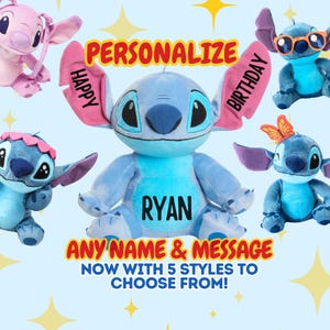 Personalized Stitch & Angel Plushies with Custom Name – Lilo and Stitch Baby Gift, Birthday Plush, Newborn Keepsake, Unique Custom Lovey