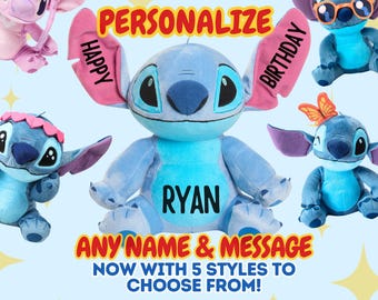 Personalized Stitch & Angel Plushies with Custom Name – Lilo and Stitch Baby Gift, Birthday Plush, Newborn Keepsake, Unique Custom Lovey