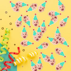 Custom Face Confetti Stickers – Personalized Photo Party Decor, Head Cutouts for Birthdays, Milestones & Special Events, Photo Confetti