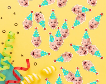 Custom Face Confetti Stickers – Personalized Photo Party Decor, Head Cutouts for Birthdays, Milestones & Special Events, Photo Confetti