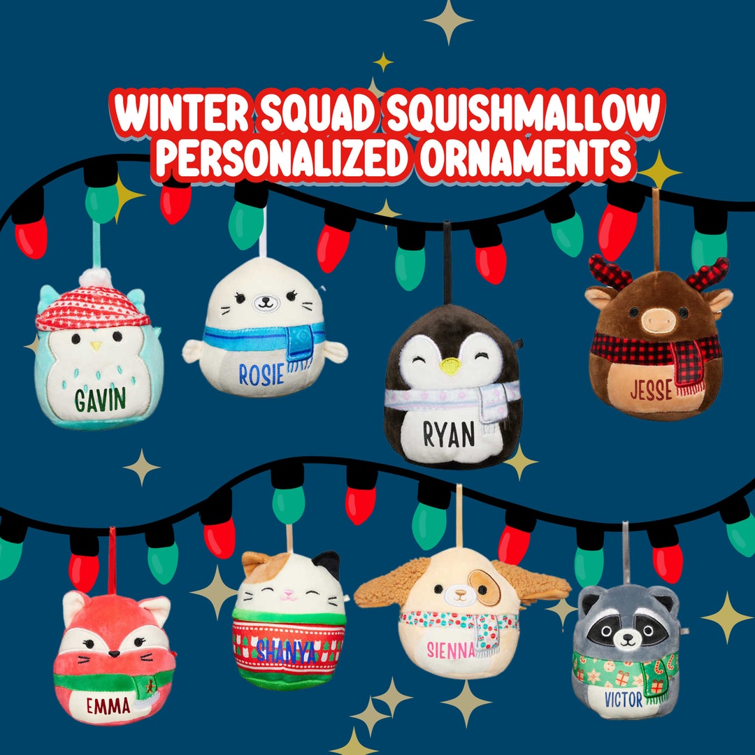Personalized 2023 Squishmallow Ornaments Winter Squad 4 Custom Name Plush, Christmas Decorations