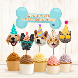 Custom Pet Cupcake Toppers: Personalized Photo Party Decor