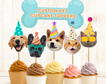 Custom Pet Cupcake Toppers: Personalized Photo Party Decor for Birthdays, Milestones & Special Events