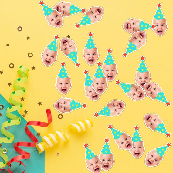 Custom Face Confetti Stickers – Personalized Photo Party Decor, Head Cutouts for Birthdays, Milestones & Special Events, Photo Confetti