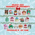 Personalized Squishmallow Ornaments 2024 Winter & Holiday Squad 4in Mini Custom Name Plush, Stocking Stuffers, Christmas Decor, Party Favors