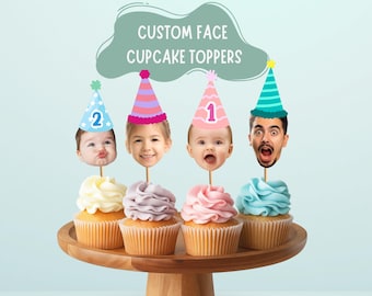 Custom Face Cupcake Toppers for Birthdays – Personalized Photo Party Decor, Head Cutouts for Birthdays, Milestones & Special Events