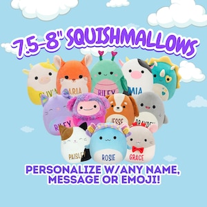 Personalized 7.5–8" Squishmallows with Custom Name – Birthday, Graduation, Easter, Valentine’s, Anniversary, Party Favors, or Corporate Gift