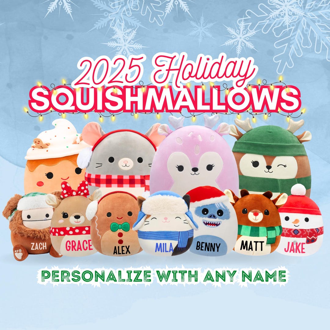 Personalized 2025 Holiday Christmas Squishmallows Custom Name Plush