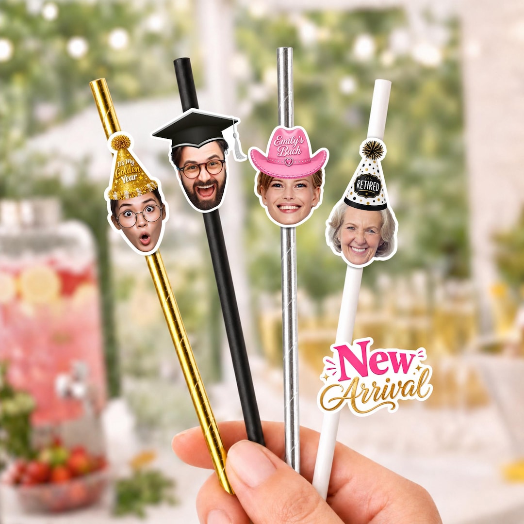 Custom Face Party Straws – Personalized Straws for Birthdays ...