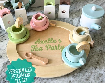 Personalized Wooden Afternoon Tea Set Toys for Kids, Tea Party, Tea Time, Wood Toys, Pretend Tea Party, Montessori Toys, Birthday Gift