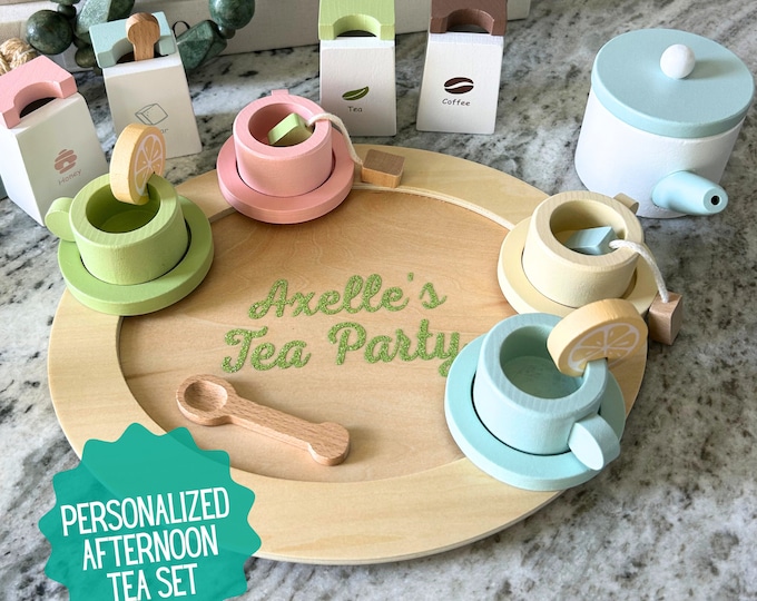 Personalized Wooden Afternoon Tea Set Toys for Kids, Tea Party, Tea Time, Wood Toys, Pretend Tea Party, Montessori Toys, Birthday Gift