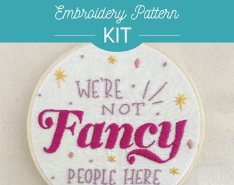 Fancy People Embroidery Kit - Beginner, Hoop Art, DIY, Crafts, gift, words, type, stitched, colorful