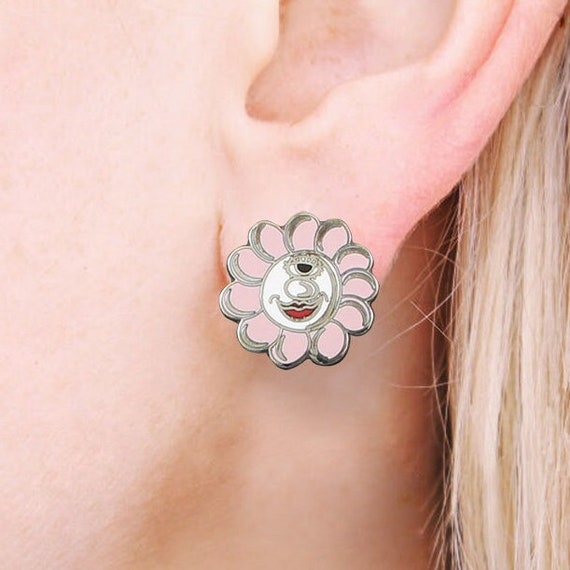 Vintage KENNY SCHWRF "Miss Daisy" Enamel Earrings… - image 3