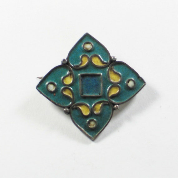 1930's  Art Deco Style Cloisonne Enamel Brooch Pin