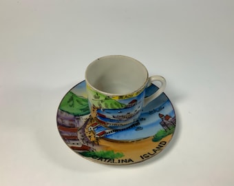 Taza y platillo de recuerdo vintage de CATALINA ISLAND