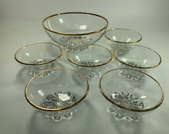 Juego de cuencos vintage de 7 piezas con detalles dorados, fabricado en Italia por Fidenza