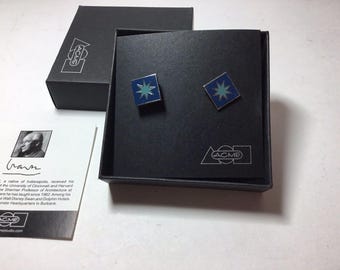 Gemelos vintage de esmalte "Star" de ACME Studio, obra del arquitecto Michael Graves (nuevos)