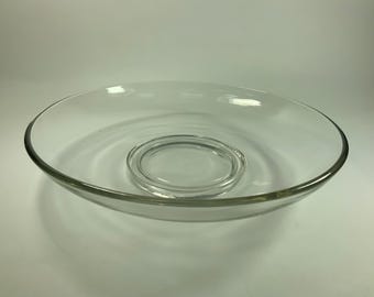 Plato grande vintage de vidrio de 12 pulgadas con detalles dorados