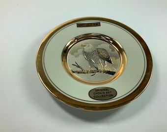 Plato vintage "Águila" de Chokin de 6,5 pulgadas con detalles de oro de 24 quilates