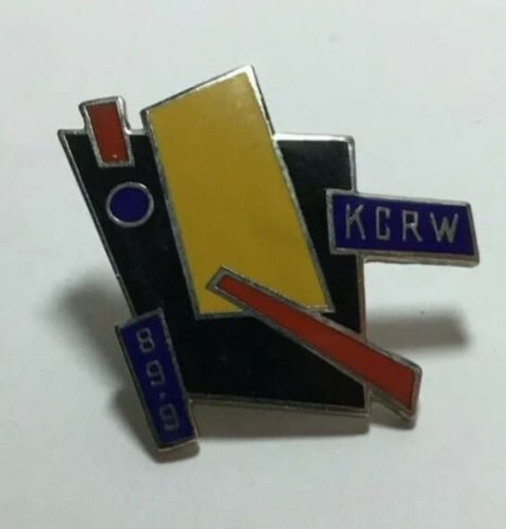 Vintage 1980s KCRW (L.A. radio station) Enamel Clo