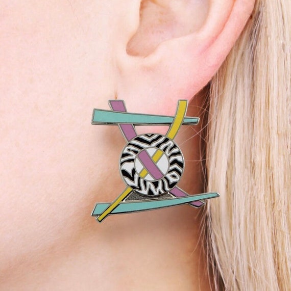 Vintage ACME Studio "Z Bros" Enamel Earrings by L… - image 1