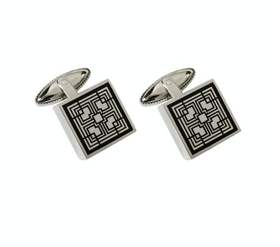 Boutons De Manchette (cufflinks) émaillés - Motif Commandeur De La Chambre - Occasion Pour Homme - Style Vintage