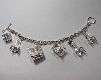 Pulsera vintage de plata esterlina ACME Studio Charles Rennie Mackintosh "Sillas"