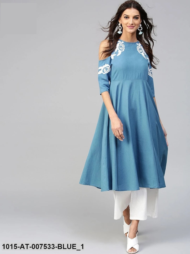 WOMEN, Kurtis | XXLLENT Cold Shoulder Kurti