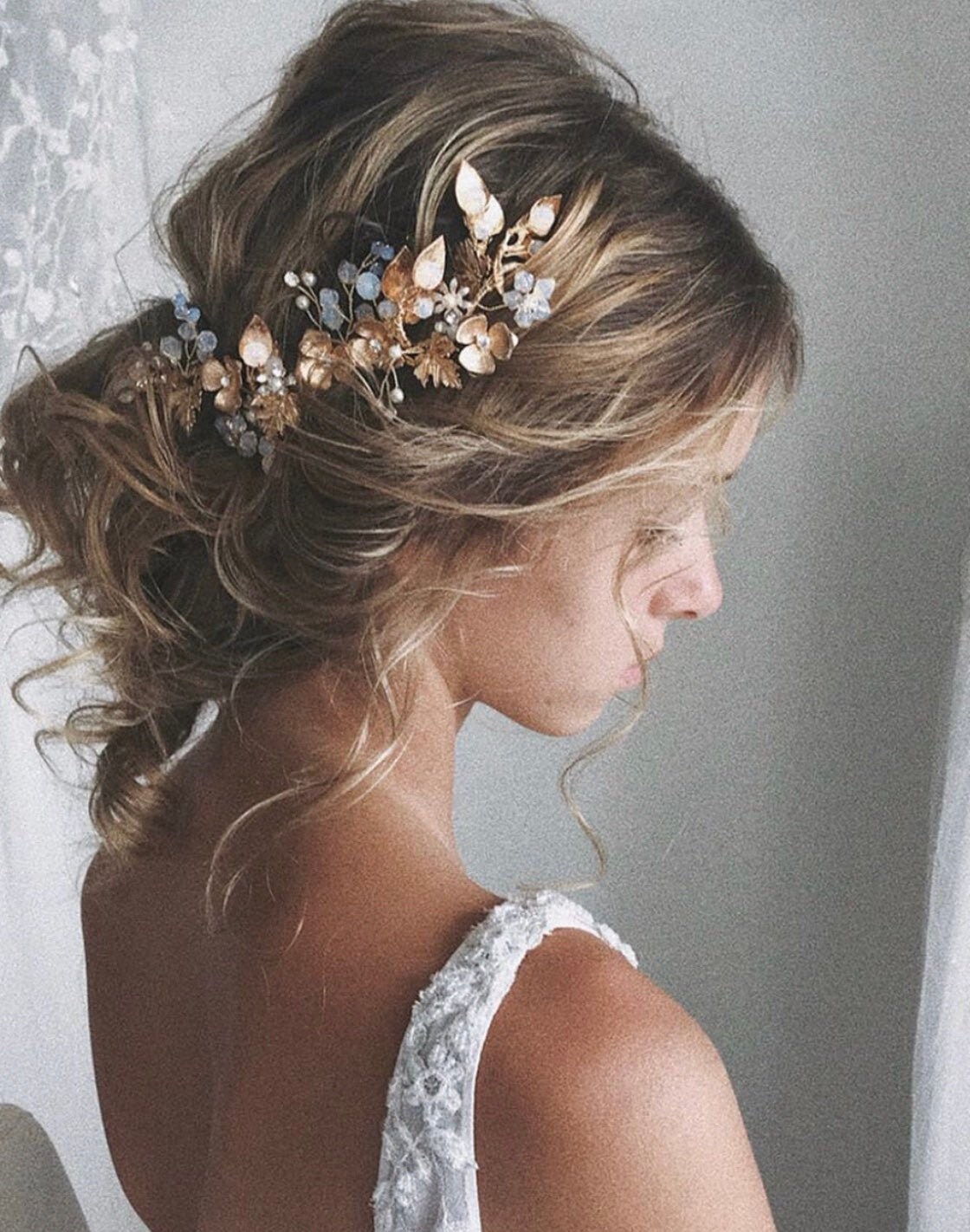 Wedding Bridal Golden Leaf Hair Vine Bridal Boho Hair Etsy