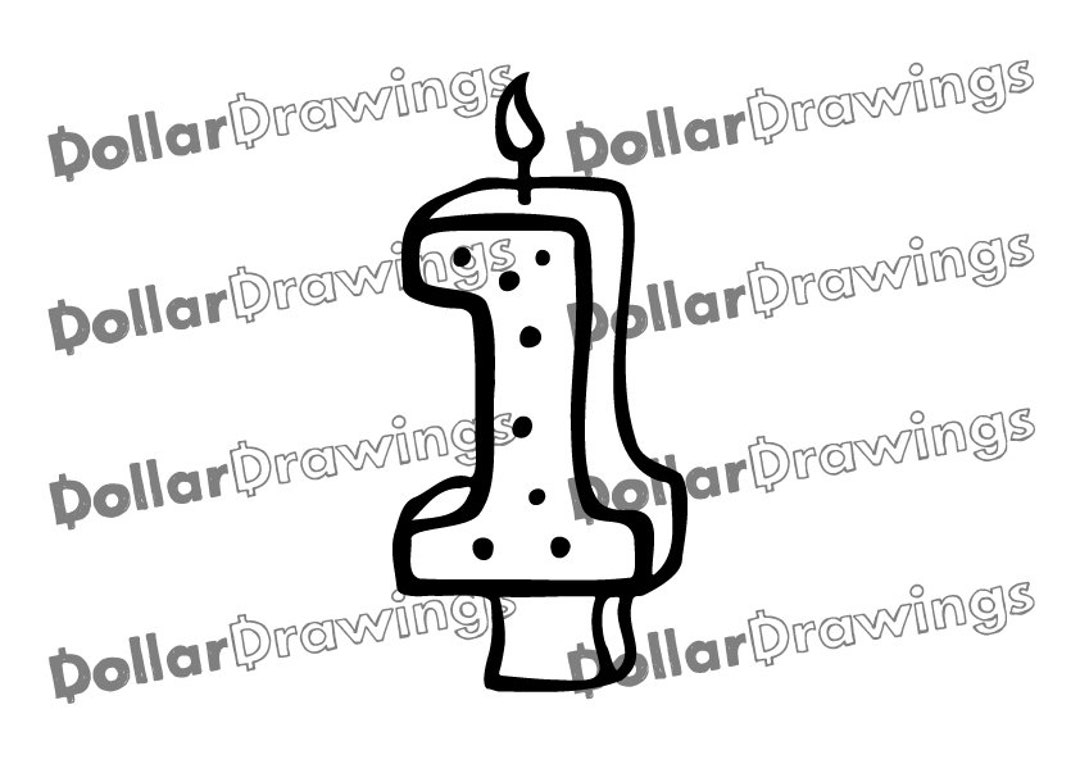 Number 1 BIRTHDAY CANDLE Spotted Design Vector Clip Art Stock Image Eps