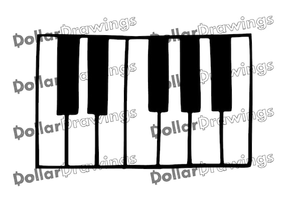 Piano Keys Illustration Black Line Vector Drawing Basic Etsy