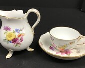 Meissen Porcelain Cup, Saucer and Creamer Pitcher