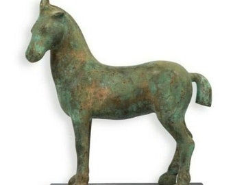 Ancient Patinated Chinese Bronze Horse 14”