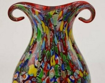 Gran jarrón Murano Millefiori 12 1/2 "perfecto estado