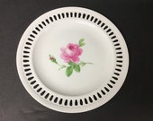 Vintage Meissen Porcelain Reticulated Plate with Roses