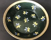Vintage Meissen Porcelain Dark Green Plate with Leaves